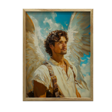 VÁSZON FESTMÉNY NYUGAS ANGYAL MOSOLYA 30x40 CM KERET NÉLKÜL grafika, keretezett kép
