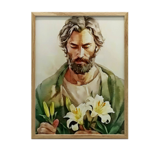  VÁSZON FESTMÉNY SZENT JÓZSEF LILES KERET NÉLKÜL 50x70 PREMIUM grafika, keretezett kép