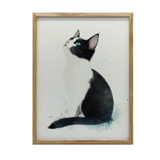  VÁSZON KÉP FALI CACSKÁHOZ FEHÉR SZÉPEN KERET NÉLKÜL 50X70 CM grafika, keretezett kép