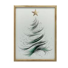VÁSZON KÉP FALRA KARÁCSONYI TÉLI RAJZÁS 70X100 CM FEKETE KERET grafika, keretezett kép