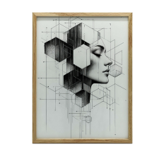 VÁSZONFESTÉS FEKETE-FEHÉR GEOMETRIC DREAM FALHOZ 50x70 grafika, keretezett kép