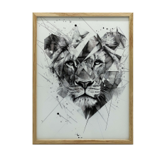 VÁSZONFESTÉS OROSZLÁN GEOMETRIÁBAN KERET NÉLKÜL PREMIUM VÁSZON 50x70 grafika, keretezett kép