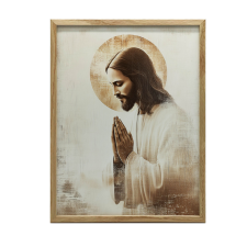  VÁSZONFESTMÉNY FALHOZ JÉZUS IMÁBAN GOLDEN HALO 60x90 CM grafika, keretezett kép
