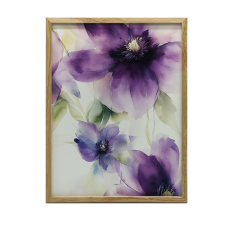 VÁSZONFESTMÉNY FALRA CLEMATIS ÁLOM, FEHÉR KERET 30x40 grafika, keretezett kép