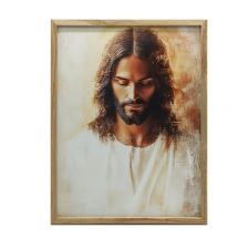 VÁSZONFESTMÉNY JÉZUS FALRA A SZÍV BÉKÉBEN NAGY 50x70 CM grafika, keretezett kép