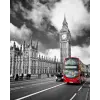  Vászonfestmény London Bridge, piros busz, retro, fekete-fehér, 70 x 105 cm