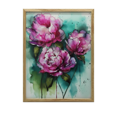  VÁSZONFESTMÉNY RÓZSASZÍN BARBÓZSÁHOZ, ZÖLD ALAPRA 30x40 CM grafika, keretezett kép