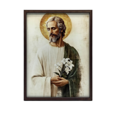VÁSZONFESTMÉNY SZENT JÓZSEF EGY CSOKOR LILES 70x100 CM FEKETE KERETTEL grafika, keretezett kép