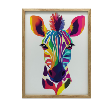  VÁSZONFESTMÉNY VIDÁM ZEBRA SZIVÁRVÁNYBAN KERET NÉLKÜL 50x70 CM PREMIUM grafika, keretezett kép