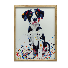 VÁSZONFESTŐ KUTYA SZÍNES MOZAIKBAN 30x40 CM grafika, keretezett kép