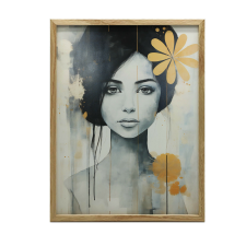  VÁSZONFESTŐ NŐ HAJBAN VIRÁGAL KERET NÉLKÜL 70x100 CM grafika, keretezett kép