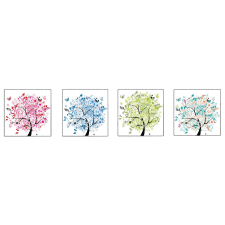  Vászonkép, 4 db-os szett, MÉDIA, fák2, 70 x 70 cm grafika, keretezett kép