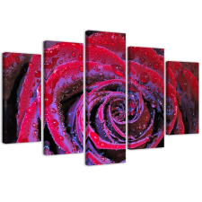  Vászonkép 5 rész, Harmatcsepp rózsa - 100x70 cm tapéta, díszléc és más dekoráció