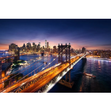  Vászonkép Brooklyn Bridge, Manhattan, naplemente, 105 x 70 cm grafika, keretezett kép