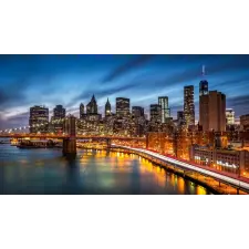  Vászonkép Manhattan, híd, alkonyat, 105 x 70 cm grafika, keretezett kép