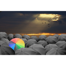  Vászonkép, MÉDIA, Szivárvány esernyő, 105 x 70 cm grafika, keretezett kép