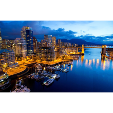  Vászonkép, MÉDIA, Vancouver éjszaka, 105 x 70 cm grafika, keretezett kép