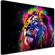  Vászonkép, Neon Lion Színes - 90x60 cm tapéta, díszléc és más dekoráció