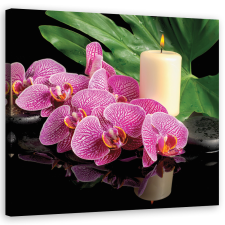  Vászonkép, Rózsaszín orchidea gyertyák - 30x30 cm tapéta, díszléc és más dekoráció