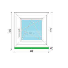  VATA 58*58 BNY BAL műanyag ablak 24mm 2rtg.üveg nyílászáró