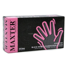 . Védőkesztyű, egyszer használatos, nitril, L méret, 100 db, púder nélküli, fekete