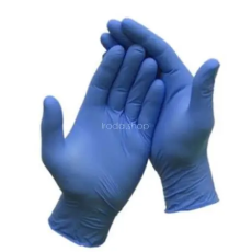 . Védőkesztyű, egyszer használatos, nitril, L méret, 200 db, púder nélküli, kék