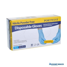 . Védőkesztyű, egyszer használatos, nitril, L méret, púder nélküli, kék