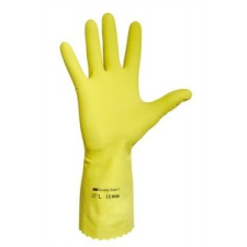 Védőkesztyű, latex, 7-es méret, sárga védőkesztyű