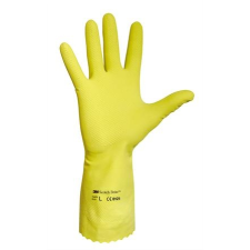 Védőkesztyű, latex, 8-as méret, sárga védőkesztyű