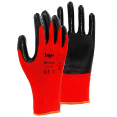  Védőkesztyű mechanic nitril red poliészter mártással TOP, piros/fekete, 9