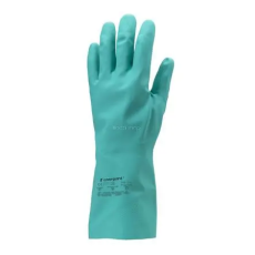 . Védőkesztyű, nitril, vegyszerálló, érdesített, kesztyű, 8/M méret, zöld