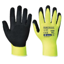 . Védőkesztyű, nylon, latexhab, tenyerén mártott, XL méret "Hi-Vis Grip", sárga védőkesztyű