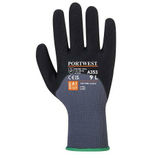 . Védőkesztyű, nylon, nitrilhab, XL méret DermiFlex Ultra Plus, szürke-fekete (MED212) védőkesztyű