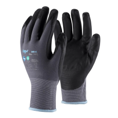  Védőkesztyű TOP SNS-A, nylon és spandex alapanyag, nitril hab mártott, szürke/fekete, 9
