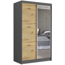  VEGA I. 120x200x60cm tolóajtós szekrény tükörrel - antracit, artisan bútor