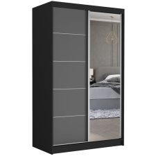  VEGA I. 120x200x60cm tolóajtós szekrény tükörrel - fekete, antracit bútor
