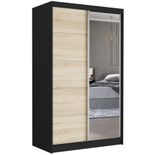  VEGA I. 120x200x60cm tolóajtós szekrény tükörrel - fekete, sonoma bútor