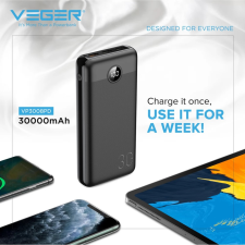 VEGER Power Bank 30000mAh 20W fekete power bank