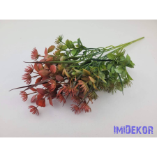  Vegyes levelű 5 ágú műzöld bokor 40 cm - Piros dekorációs kellék
