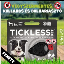  Vegyszermentes ultrahangos kullancs- és bolhariasztó medál kutyáknak és macskáknak, TICKLESS - fekete élősködő elleni készítmény kutyáknak