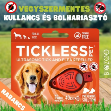  Vegyszermentes ultrahangos kullancs- és bolhariasztó medál kutyáknak és macskáknak, TICKLESS - narancs élősködő elleni készítmény kutyáknak