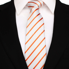  Vékony csíkos - fehér/narancssárga nyakkendő