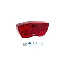 VeloGo elemes 3 LED hátsó lámpa csomagtartóra, piros kerékpár lámpa