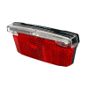 Velotech dinamós 3 LED hátsó lámpa csomagtartóra, állófény funkcióval, 80 mm