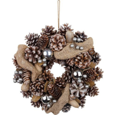 Veniec MagicHome Vianoce, prírodný, krémový, závesný, so stuhou, 30x8 cm karácsonyi dekoráció