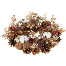  Veniec MagicHome Vianoce, zlatý, adventný, s bavlnou, 32x8,5 cm karácsonyi dekoráció