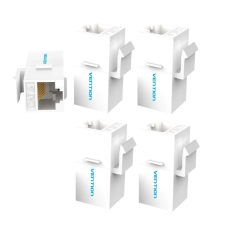 Vention Cat.6 UTP Keystone Jack csatlakozó, 5 darabos fehér kábel és adapter