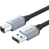Vention Cotton Braided USB 2.0 A Male to B Male Printer Cable 3M Gray Aluminum Alloy Type (CTTHI)