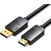 Vention displayport - hdmi, (fekete), 3m, kábel