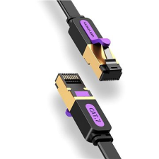 Vention Flat Cat.7 Patch Cable, 0.5m, fekete kábel és adapter